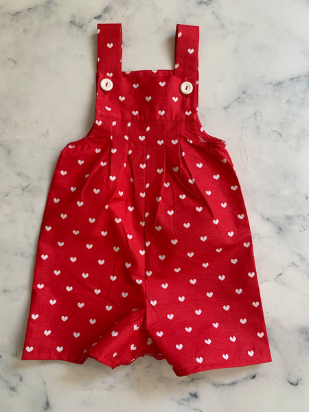 Red Dungarees with white hearts - Love Sam