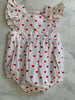 White with red heart pinafore romper - Love Sam