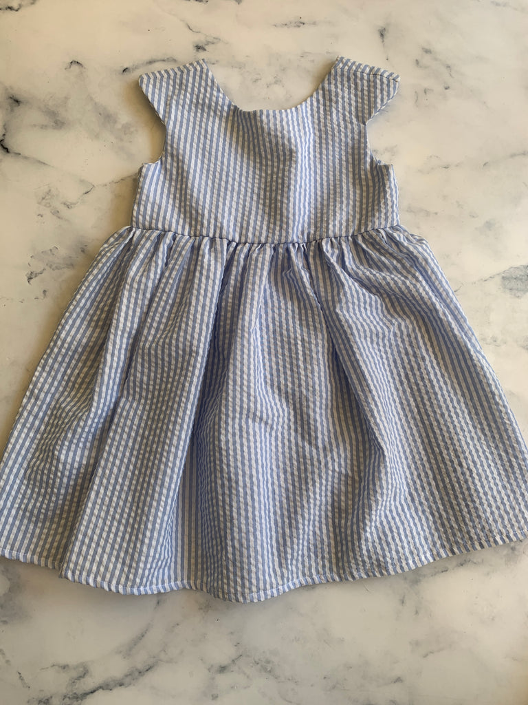 Blue striped Seesucker Dress - Love Sam