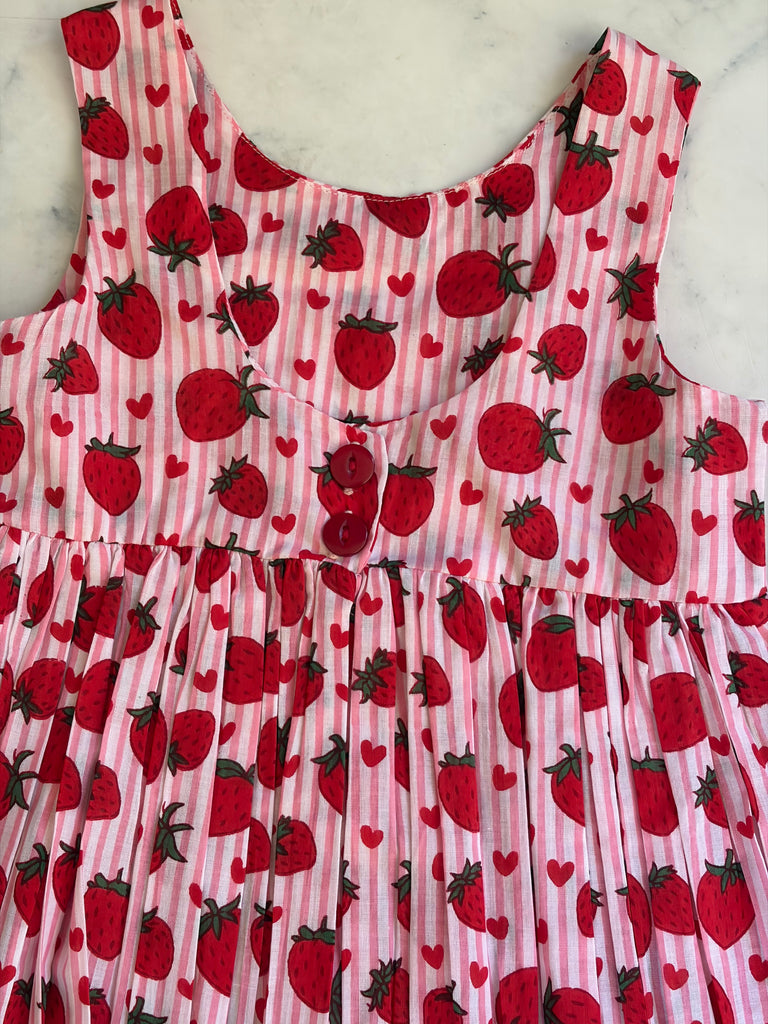 Strawberry and Hearts Girls Dress - Love Sam