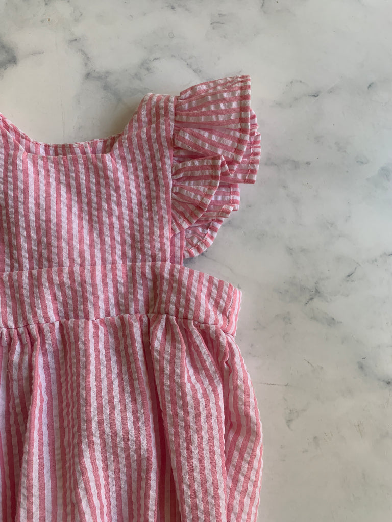 Pink Stripe seersucker romper - Love Sam