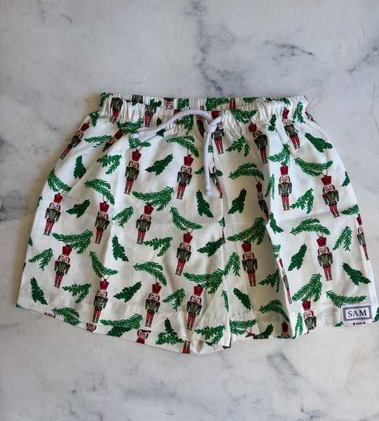 Christmas Girls sleep shorts  small white nutcracker - Love Sam
