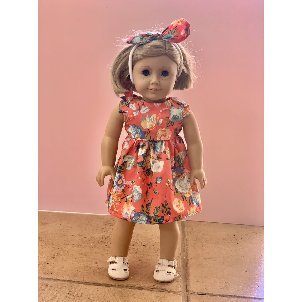 Liberty coral doll dress - Love Sam